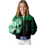 eastern michigan eagles intricate skull green black bomber jacket best selling