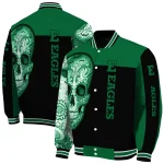 eastern michigan eagles intricate skull green black varsity jacket best selling