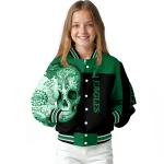 eastern michigan eagles intricate skull green black varsity jacket best selling