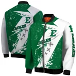 eastern michigan eagles ripped bolt green white bomber jacket best selling