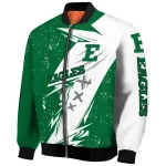 eastern michigan eagles ripped bolt green white bomber jacket best selling