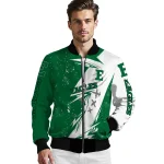 eastern michigan eagles ripped bolt green white bomber jacket best selling