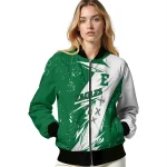 eastern michigan eagles ripped bolt green white bomber jacket best selling