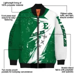 eastern michigan eagles ripped bolt green white bomber jacket best selling
