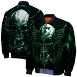 eastern michigan eagles skull bite green black bomber jacket best selling