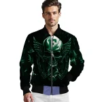 eastern michigan eagles skull bite green black bomber jacket best selling