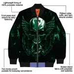 eastern michigan eagles skull bite green black bomber jacket best selling