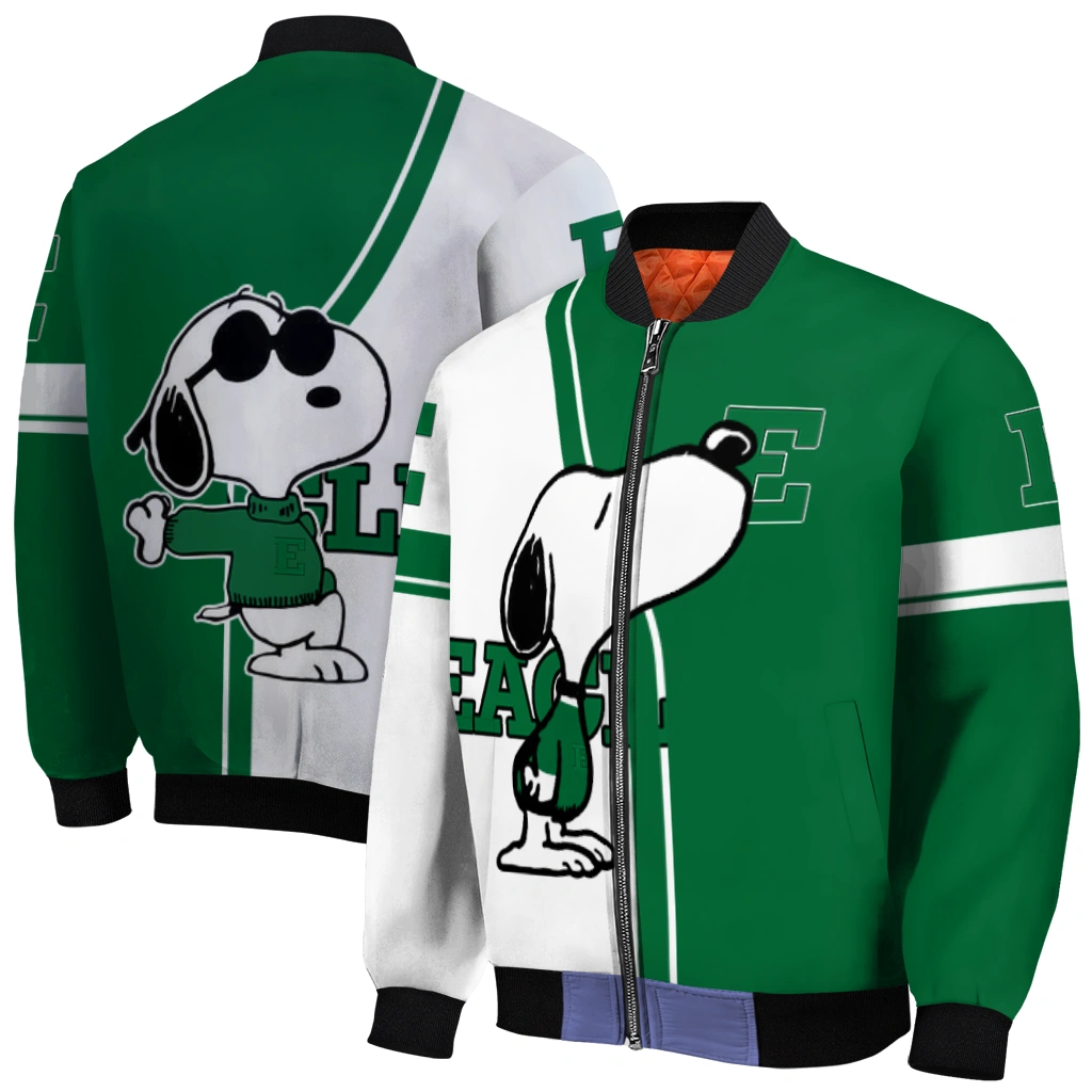 eastern michigan eagles snoopy attitude green bomber jacket best selling eastern michigan eagles snoopy attitude green bomber jacket best selling