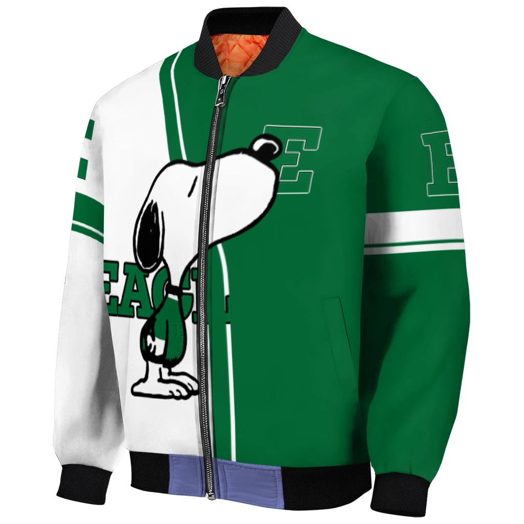 eastern michigan eagles snoopy attitude green bomber jacket fashion forward eastern michigan eagles snoopy attitude green bomber jacket fashion forward