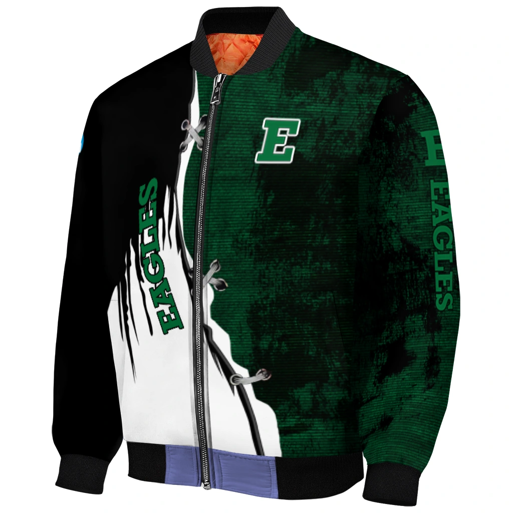 eastern michigan eagles torn texture print green black bomber jacket fashion forward eastern michigan eagles torn texture print green black bomber jacket fashion forward
