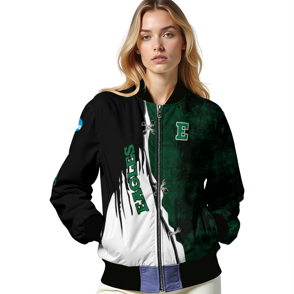 eastern michigan eagles torn texture print green black bomber jacket latest model eastern michigan eagles torn texture print green black bomber jacket latest model
