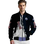 edmonton oilers distressed slash blue black bomber jacket best selling