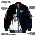 edmonton oilers distressed slash blue black bomber jacket best selling