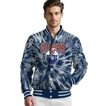 edmonton oilers dynamic rings blue varsity jacket best selling
