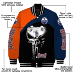 edmonton oilers edgy mask blue black varsity jacket best selling