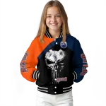 edmonton oilers edgy mask blue black varsity jacket best selling