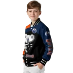 edmonton oilers edgy mask blue black varsity jacket best selling