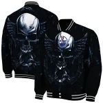 edmonton oilers skull bite blue black varsity jacket best selling