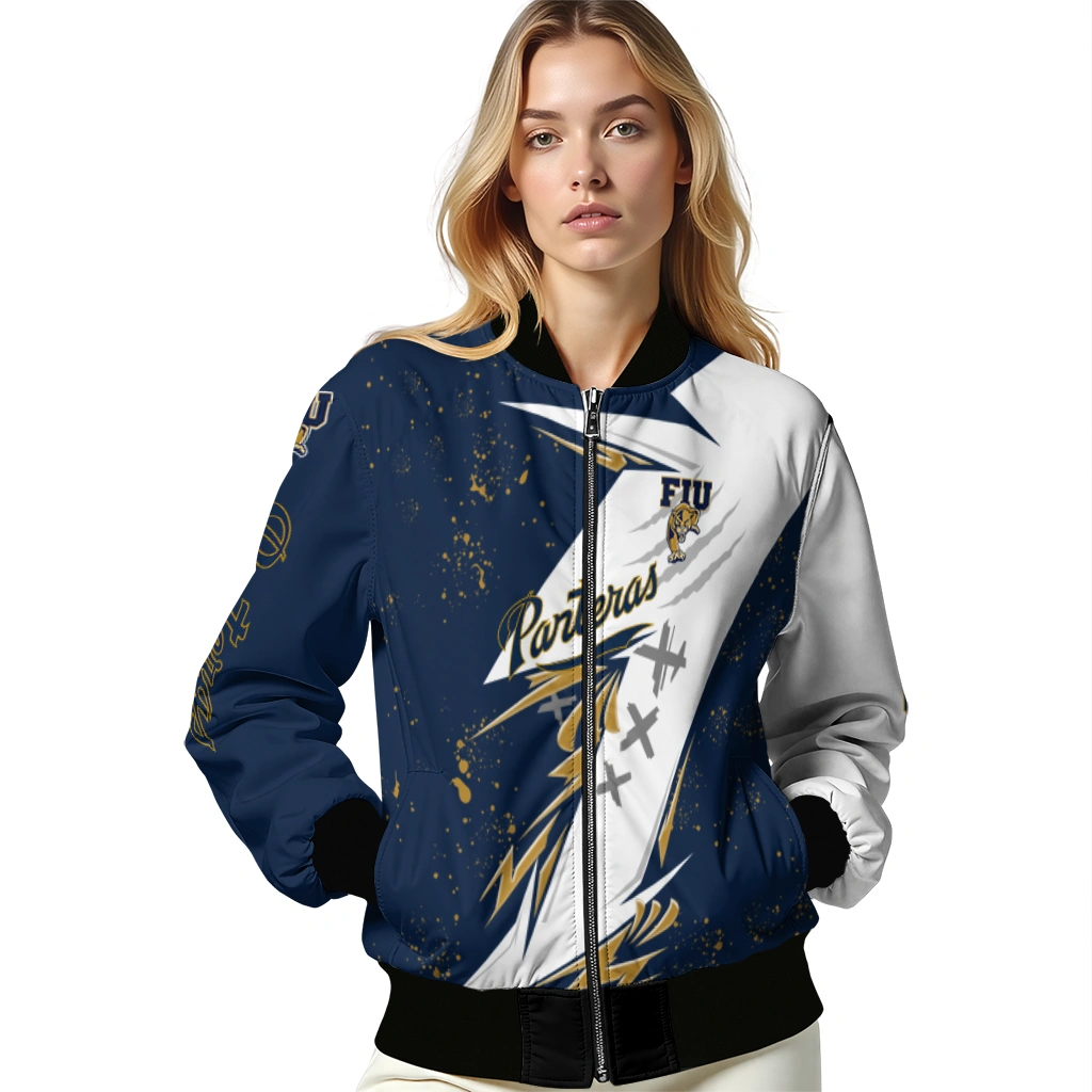fiu panthers ripped bolt blue white bomber jacket latest model fiu panthers ripped bolt blue white bomber jacket latest model