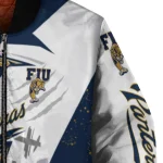 fiu panthers ripped bolt blue white bomber jacket best selling