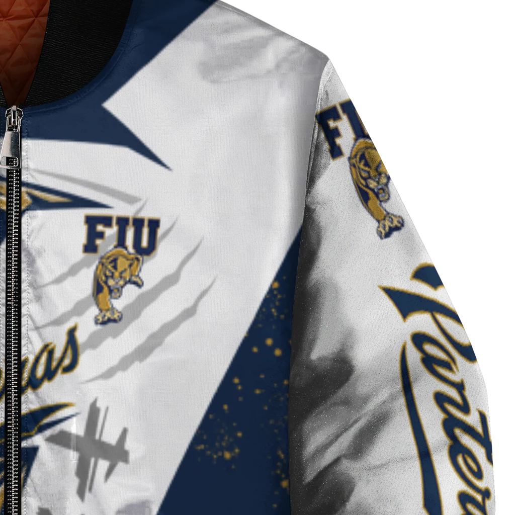 fiu panthers ripped bolt blue white bomber jacket premium grade fiu panthers ripped bolt blue white bomber jacket premium grade