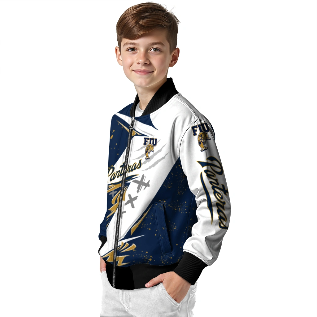 fiu panthers ripped bolt blue white bomber jacket trendy fiu panthers ripped bolt blue white bomber jacket trendy