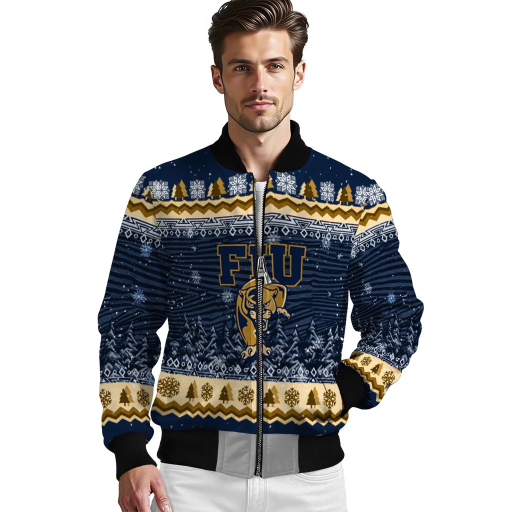 fiu panthers snowy pines blue bomber jacket high quality fiu panthers snowy pines blue bomber jacket high quality