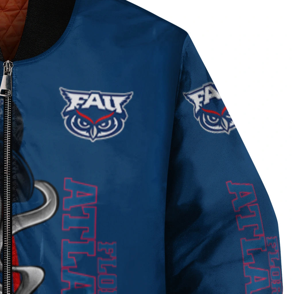 florida atlantic owls spooky grin blue bomber jacket premium grade florida atlantic owls spooky grin blue bomber jacket premium grade