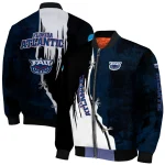 florida atlantic owls torn texture print blue black bomber jacket best selling