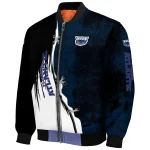 florida atlantic owls torn texture print blue black bomber jacket best selling