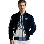 florida atlantic owls torn texture print blue black bomber jacket best selling