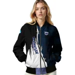 florida atlantic owls torn texture print blue black bomber jacket best selling