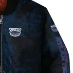 florida atlantic owls torn texture print blue black bomber jacket best selling
