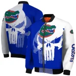 florida gators skull outline blue white bomber jacket best selling