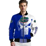 florida gators skull outline blue white bomber jacket best selling