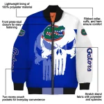 florida gators skull outline blue white bomber jacket best selling