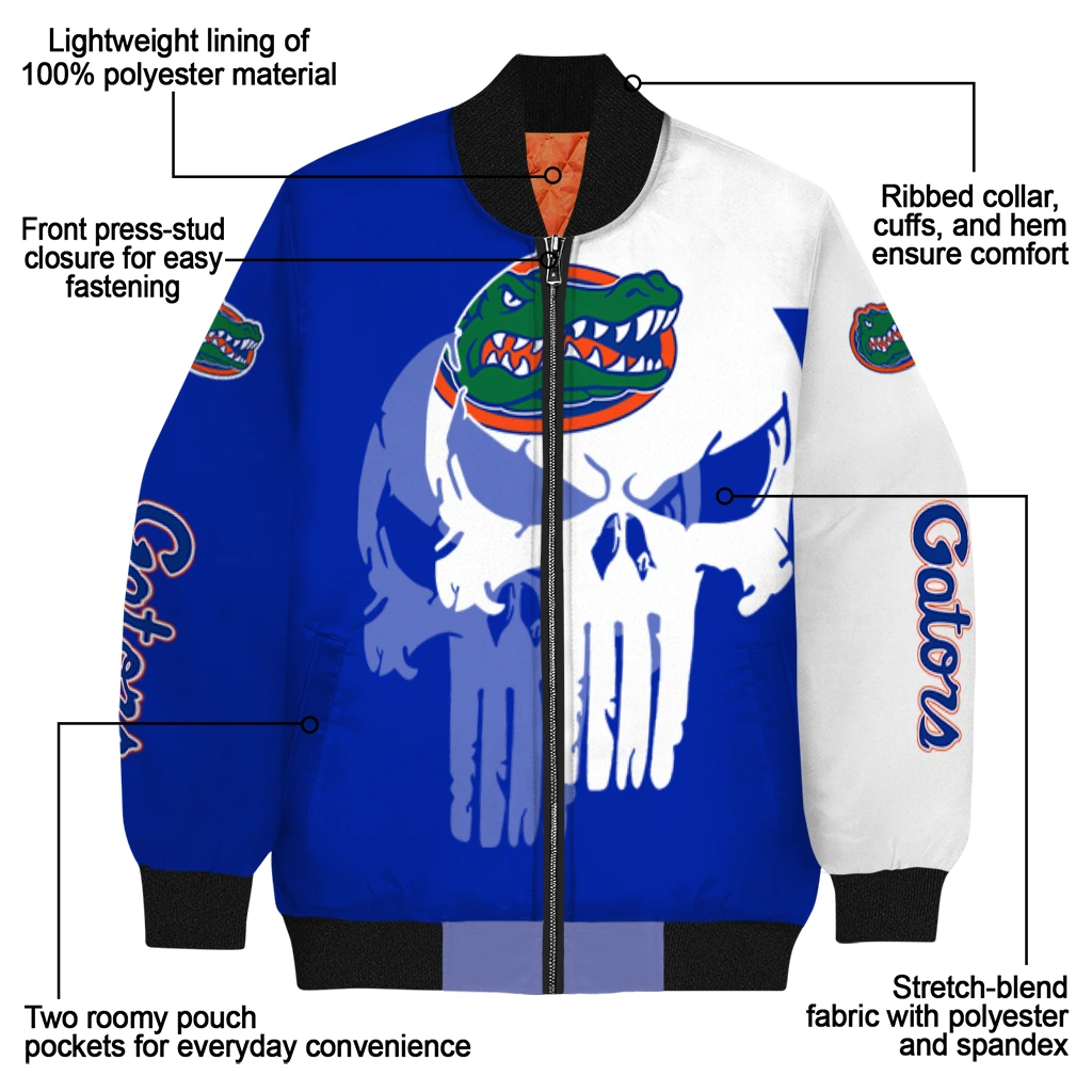 florida gators skull outline blue white bomber jacket new arrival florida gators skull outline blue white bomber jacket new arrival