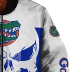 florida gators skull outline blue white bomber jacket best selling