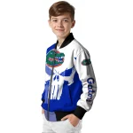 florida gators skull outline blue white bomber jacket best selling