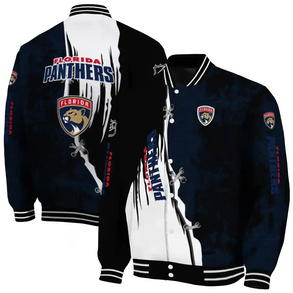 florida panthers distressed slash red black varsity jacket fashion forward florida panthers distressed slash red black varsity jacket fashion forward