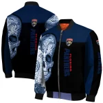 florida panthers intricate skull red black bomber jacket best selling