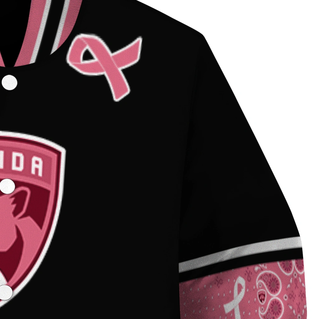 florida panthers pink ribbon black pink varsity jacket premium grade florida panthers pink ribbon black pink varsity jacket premium grade