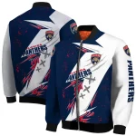florida panthers ripped bolt red white bomber jacket best selling