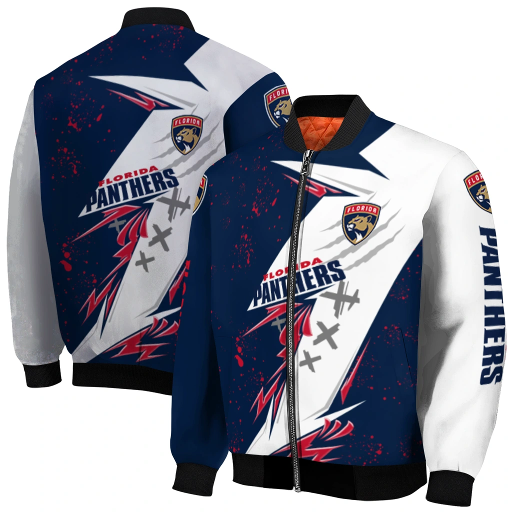 florida panthers ripped bolt red white bomber jacket best selling florida panthers ripped bolt red white bomber jacket best selling