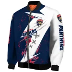 florida panthers ripped bolt red white bomber jacket best selling