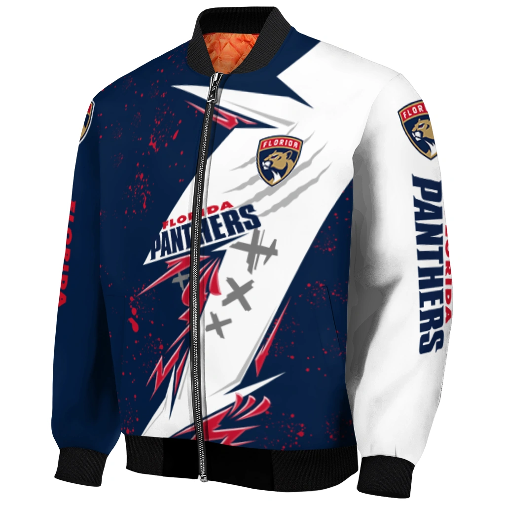 florida panthers ripped bolt red white bomber jacket fashion forward florida panthers ripped bolt red white bomber jacket fashion forward