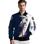 florida panthers ripped bolt red white bomber jacket best selling