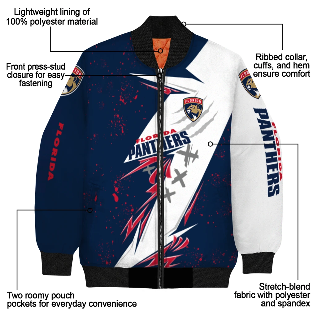 florida panthers ripped bolt red white bomber jacket new arrival florida panthers ripped bolt red white bomber jacket new arrival