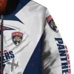 florida panthers ripped bolt red white bomber jacket best selling
