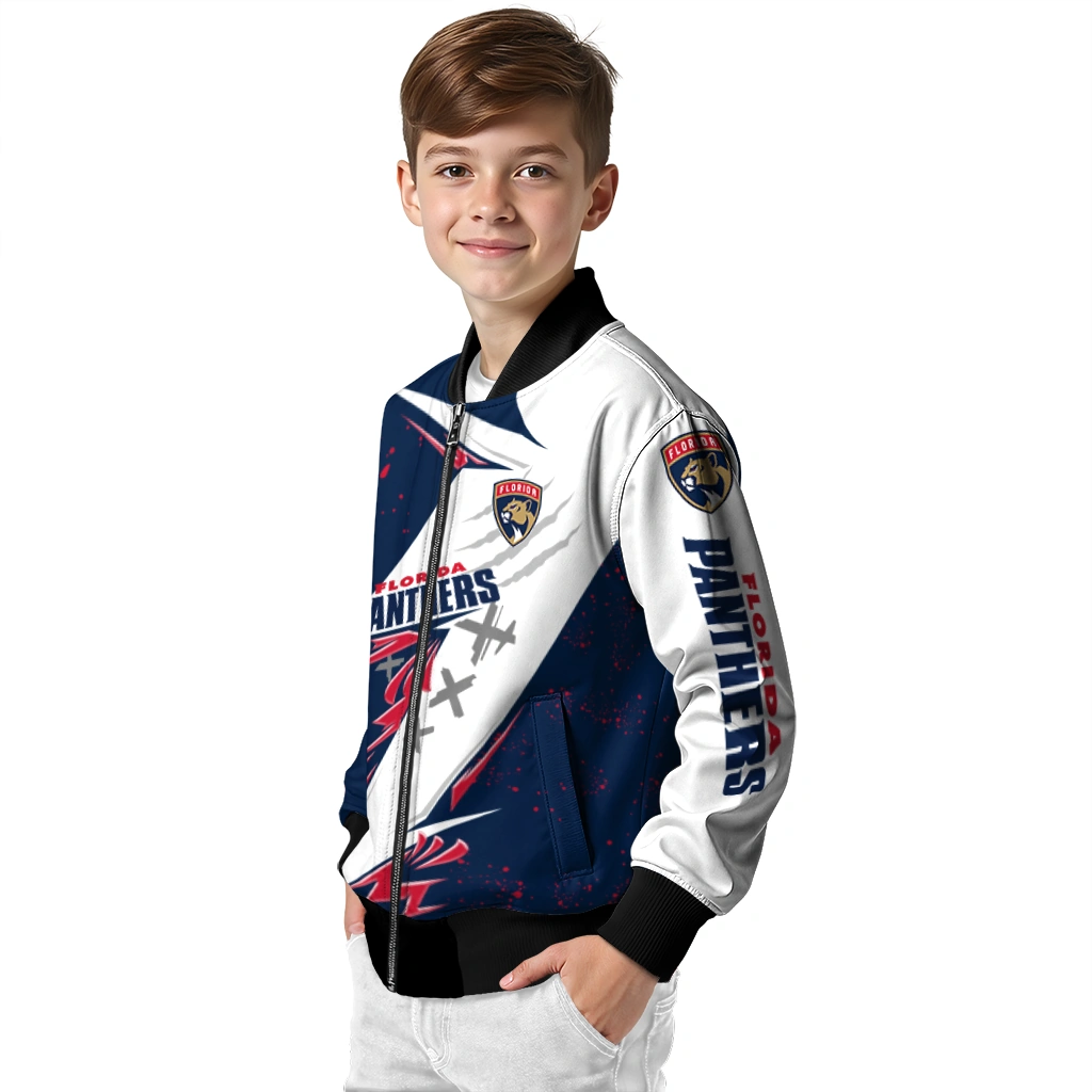 florida panthers ripped bolt red white bomber jacket trendy florida panthers ripped bolt red white bomber jacket trendy